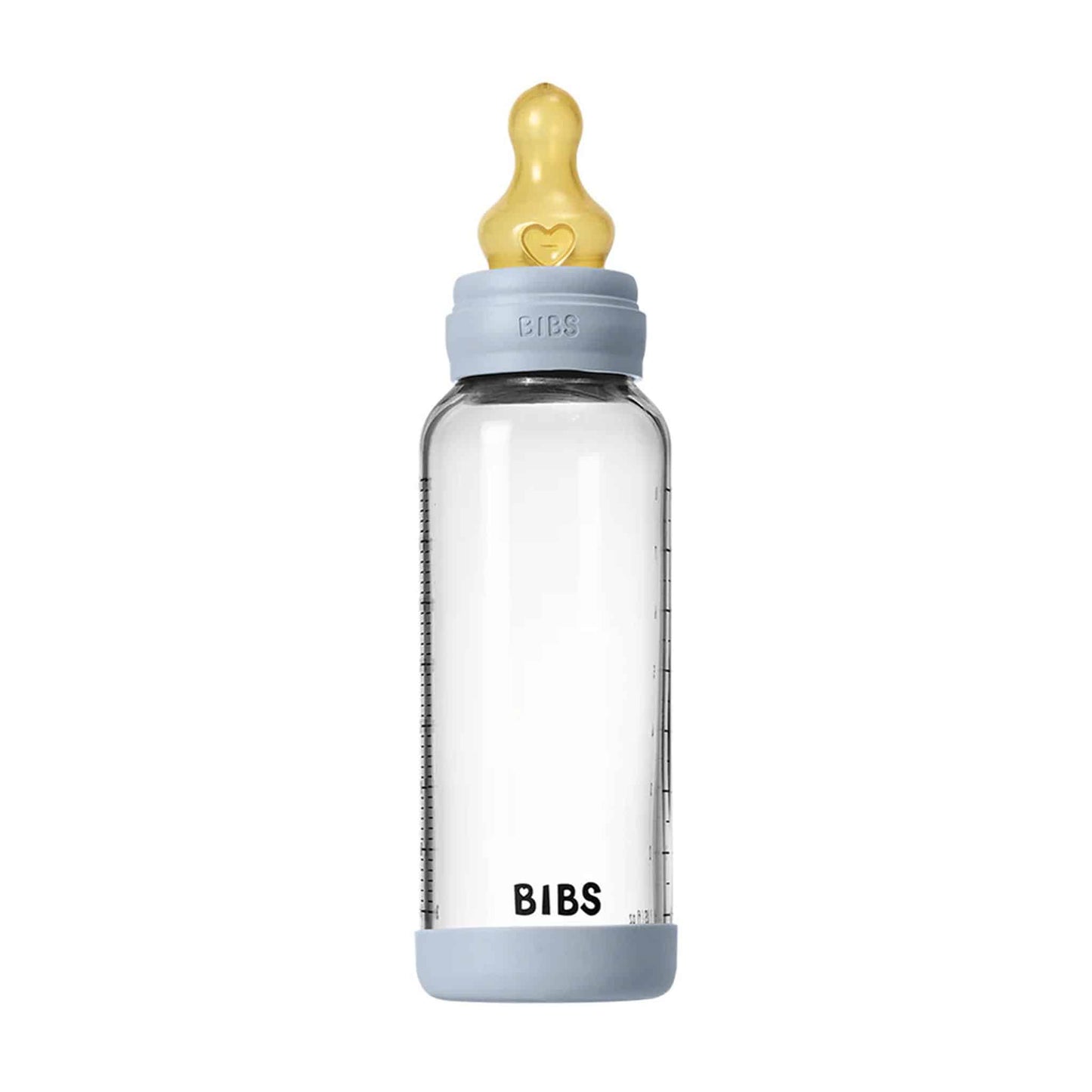 BIBS Glass, Latex Baby Bottle 240ml Blue Teat