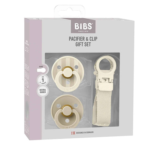 BIBS Latex Dummies 2 Pack Ivory & Clip Gift Set