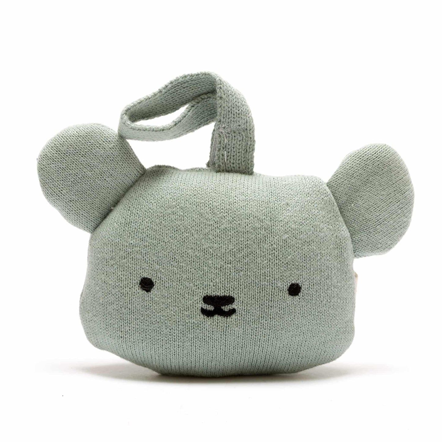 Best Years Knitted Organic Cotton Pram Toy Bear Rose Teal