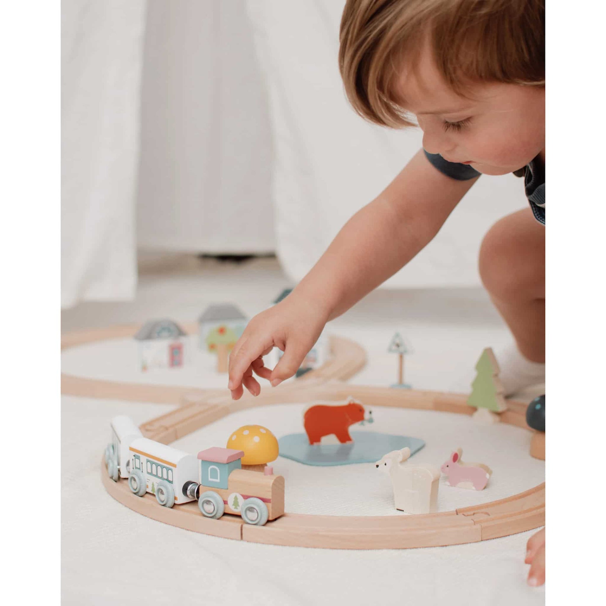 Bigjigs Wooden Animal Train Set Play