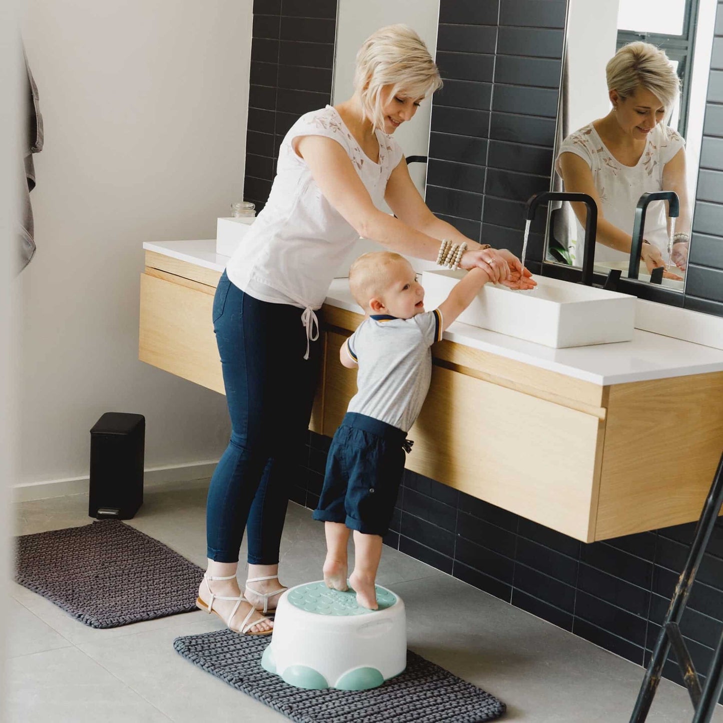Bumbo Step 'n Potty Hemlock Step in Action