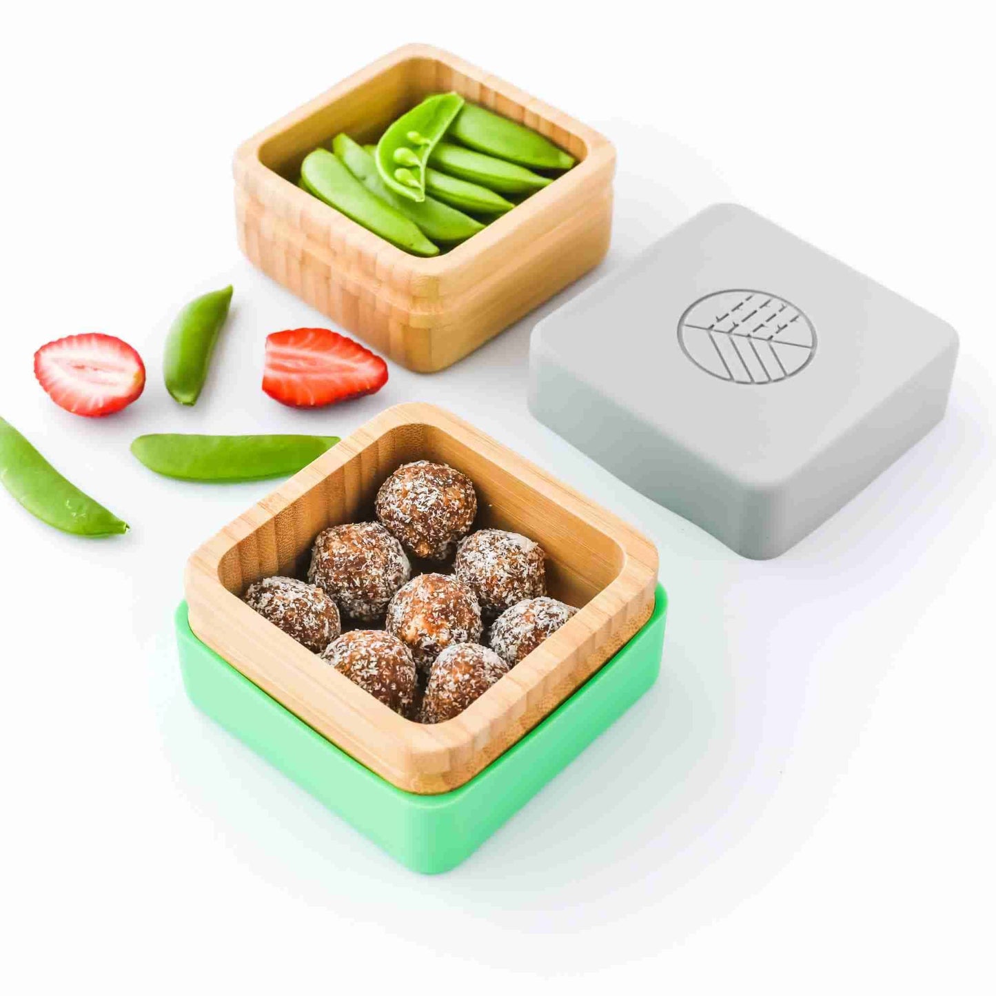 Eco Rascals Bamboo Snack Pots pack of 2 Green Grey Example