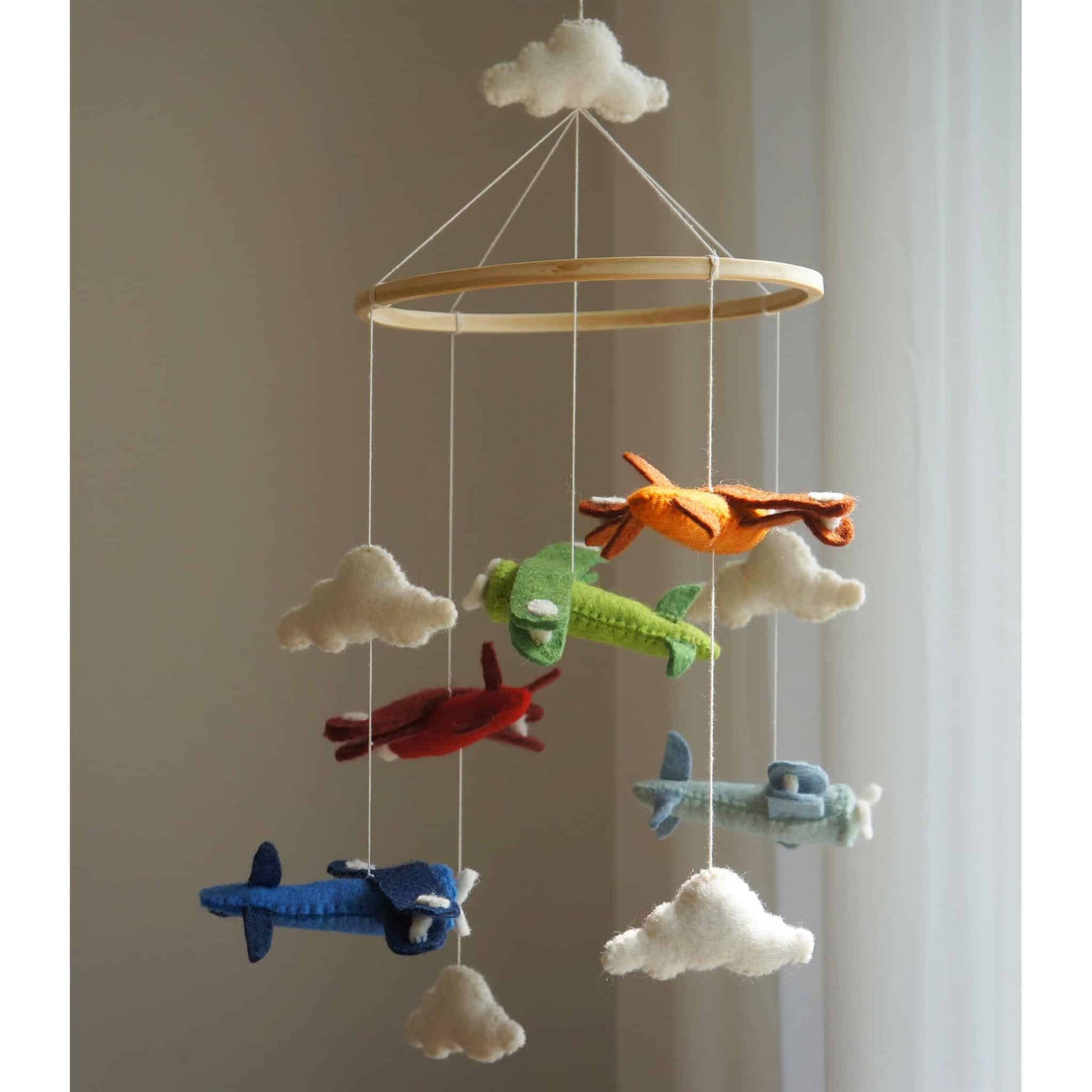 Gamcha Handmade Felt Crib Mobile Airplane