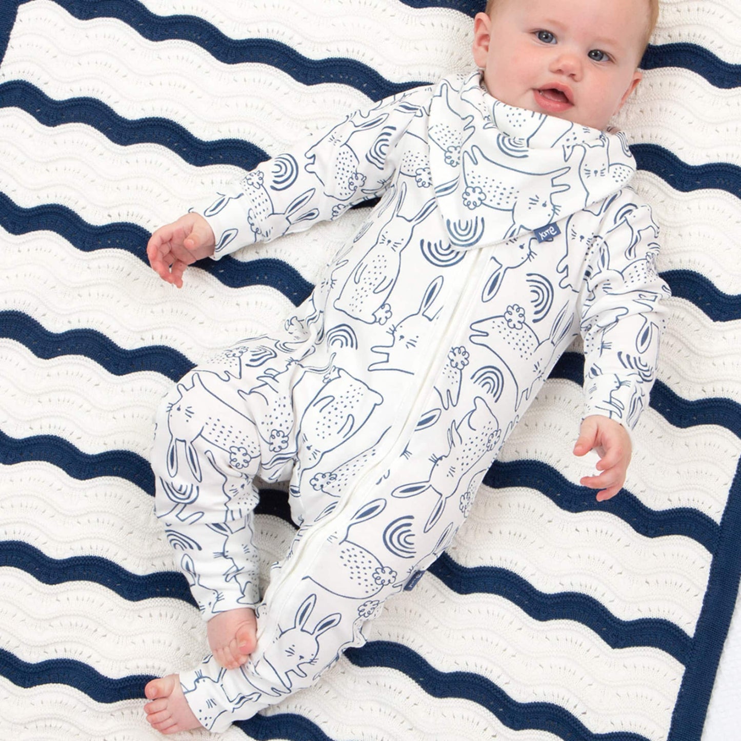 Kite Heirloom Knit Blanket Navy Lifestyle