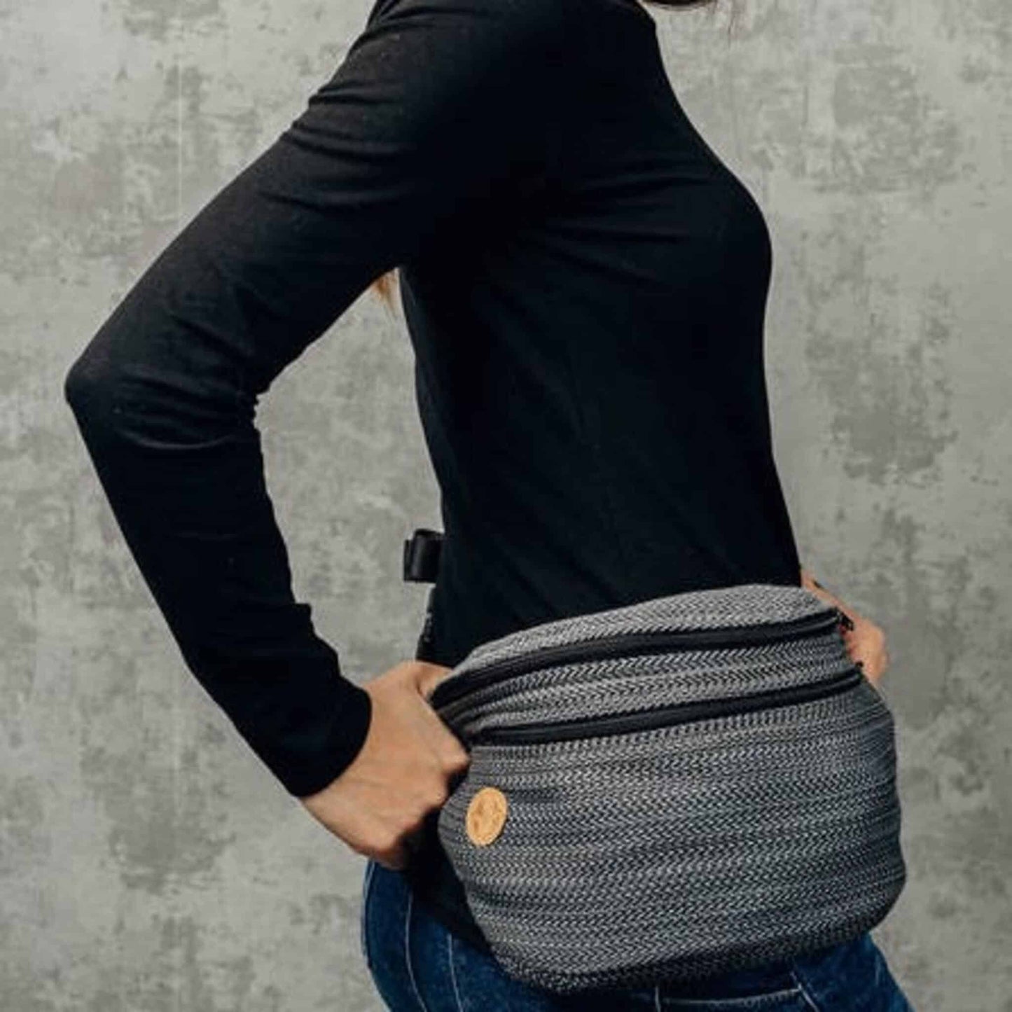 LennyLamb Large Waist Bag Herringbone Grey Ombre