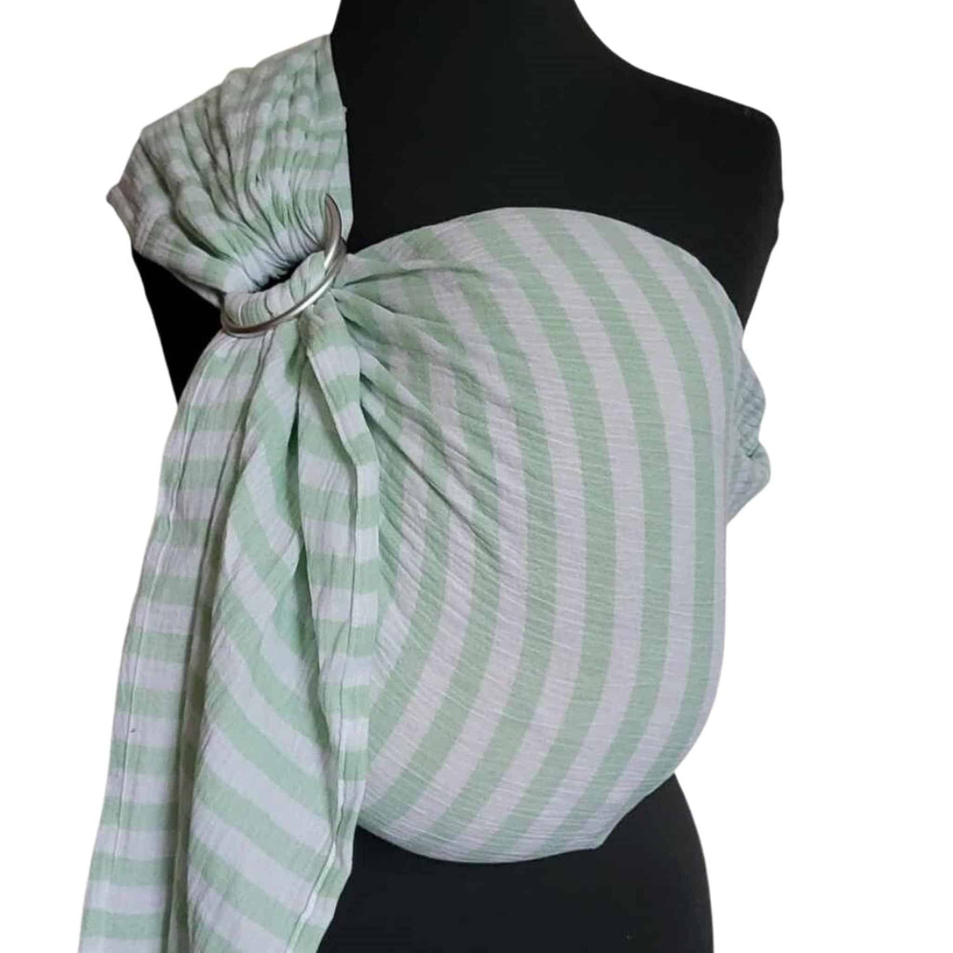Melliapis Organic Cotton Muslin Ring Sling Pistachio Stripe