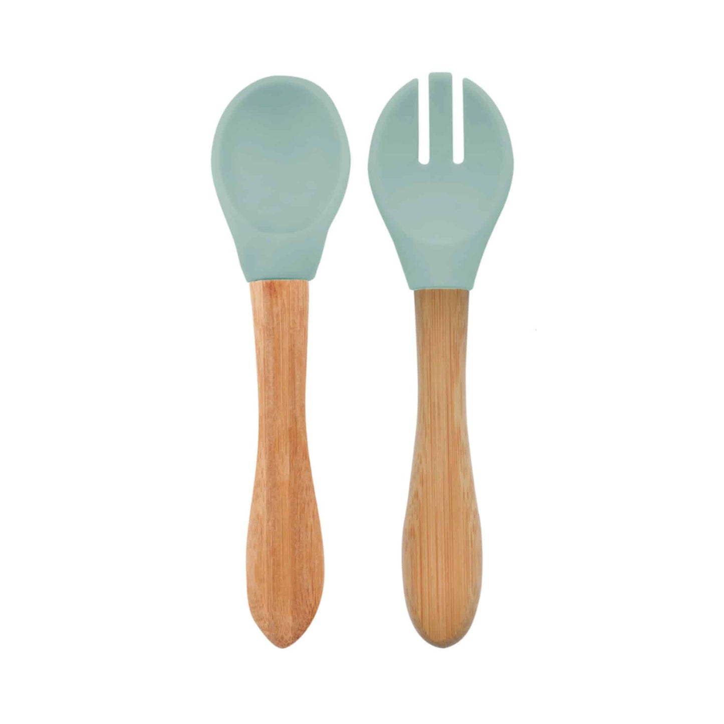 MiniKoioi Silicone and Bamboo Cutlery Sage Green