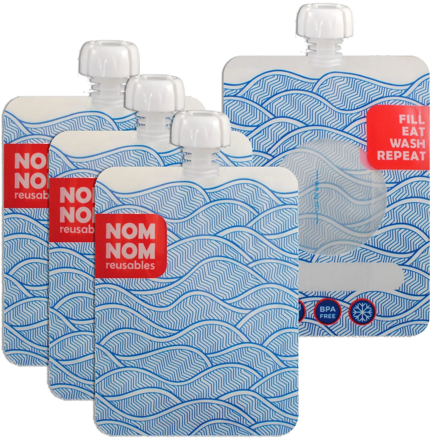 Nom Nom Kids Reusable Food Pouches 250ml