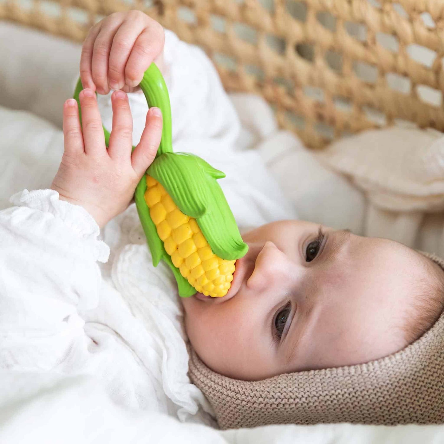 Oli & Carol Corn Baby Rattle and Teether Lifestyle