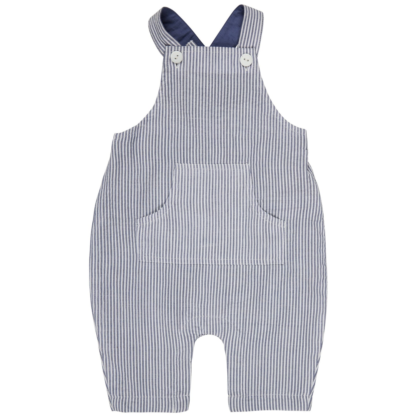 Pigeon Organics Baby Dungarees Seersucker Stripe Indigo