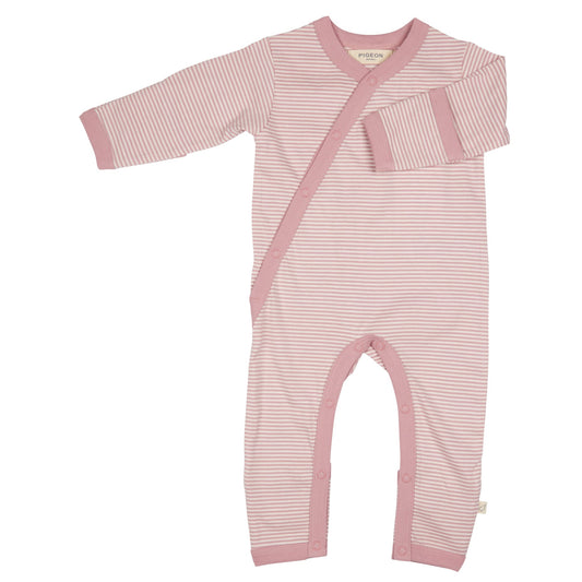 Pigeon Organics Kimono Romper Pink Fine Stripe