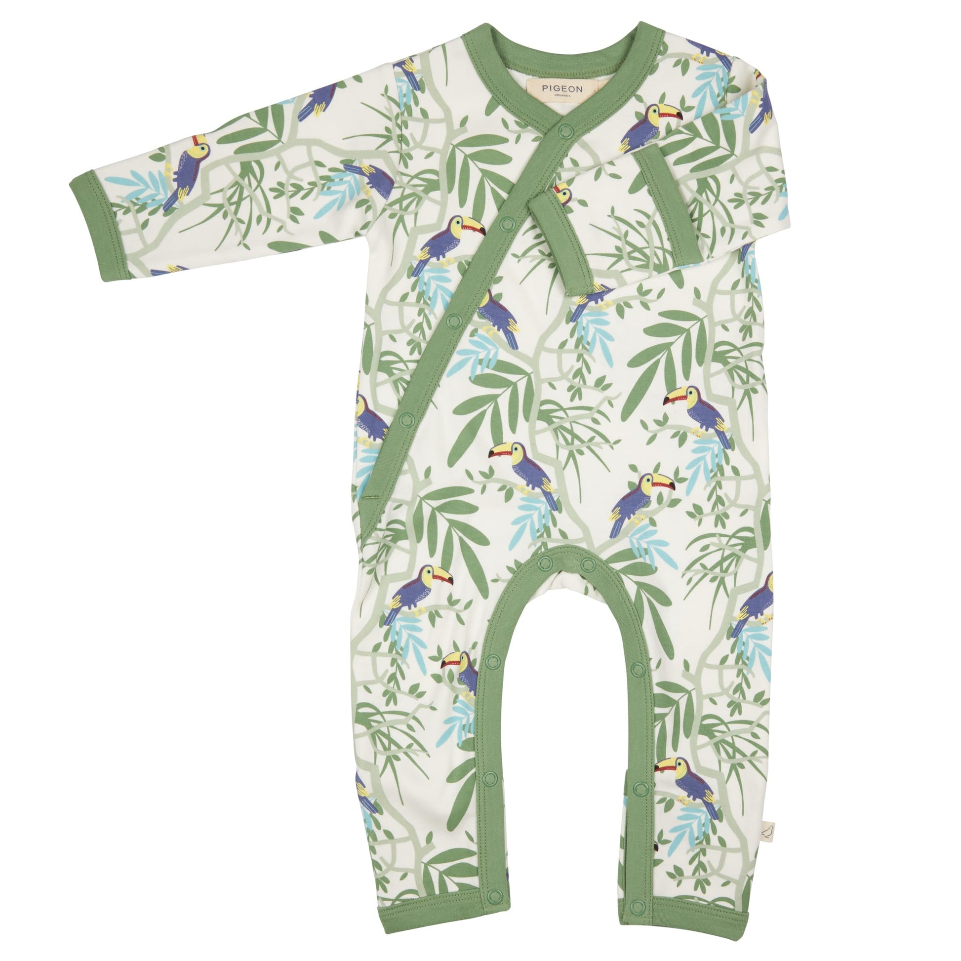 Pigeon Organics Kimono Romper Toucans Blue