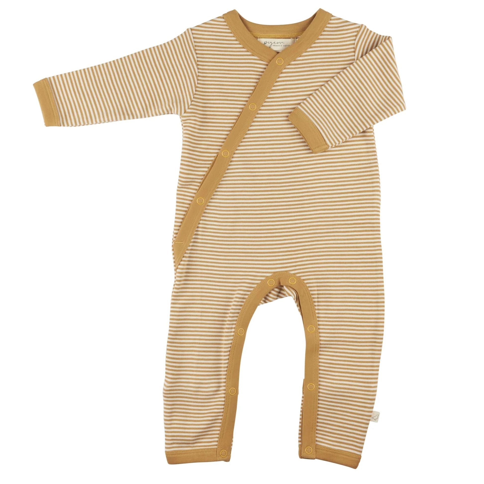 Pigeon Organics Kimono Romper Mustard Stripe