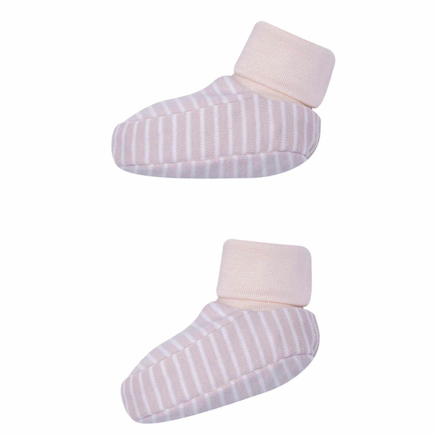 Wooly Organic Cotton Booties Beige Stripe