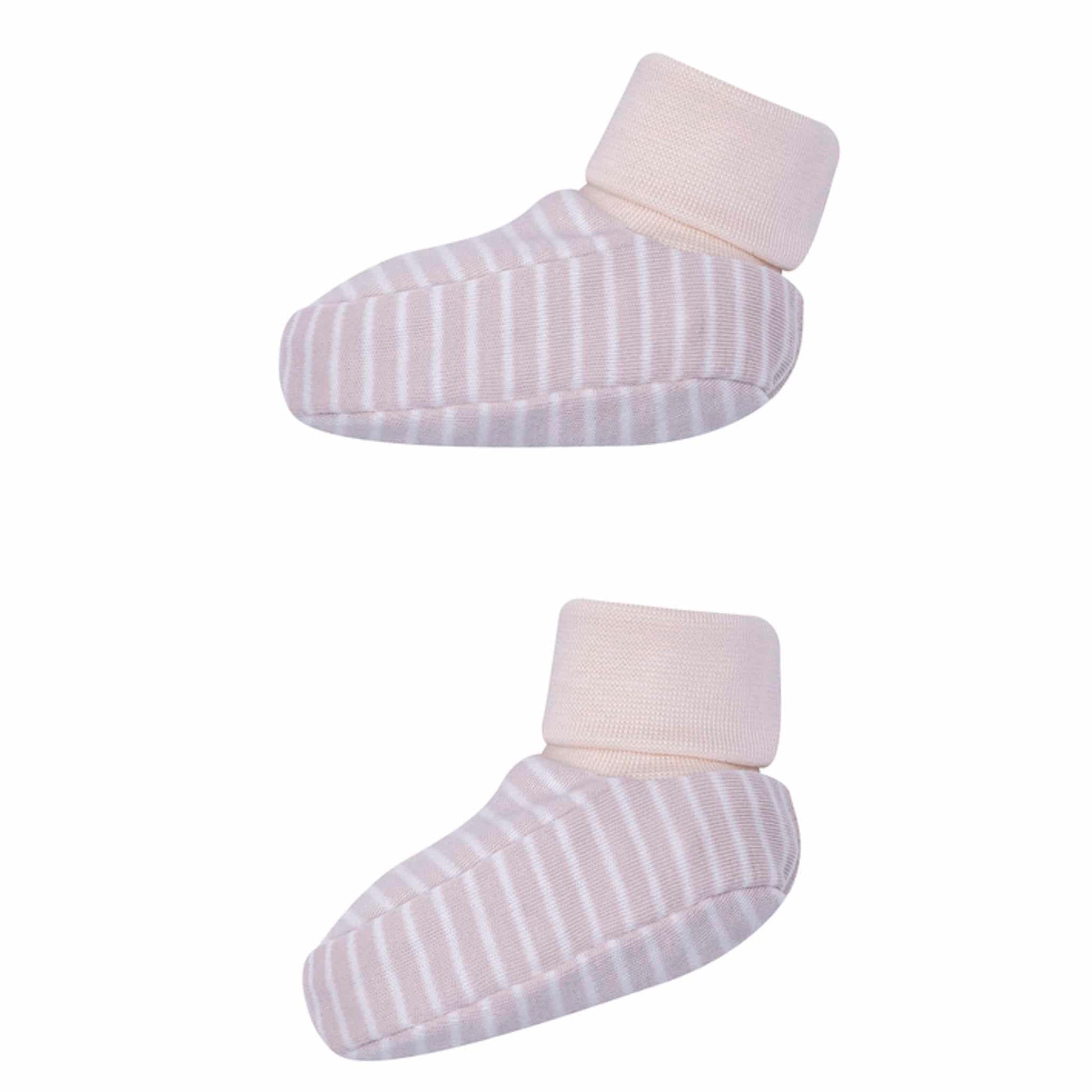 Wooly Organic Cotton Booties Beige Stripe