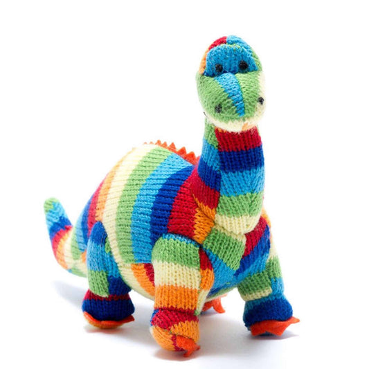 Best Years Diplodocus Knitted Dinosaur Baby Rattle Bold