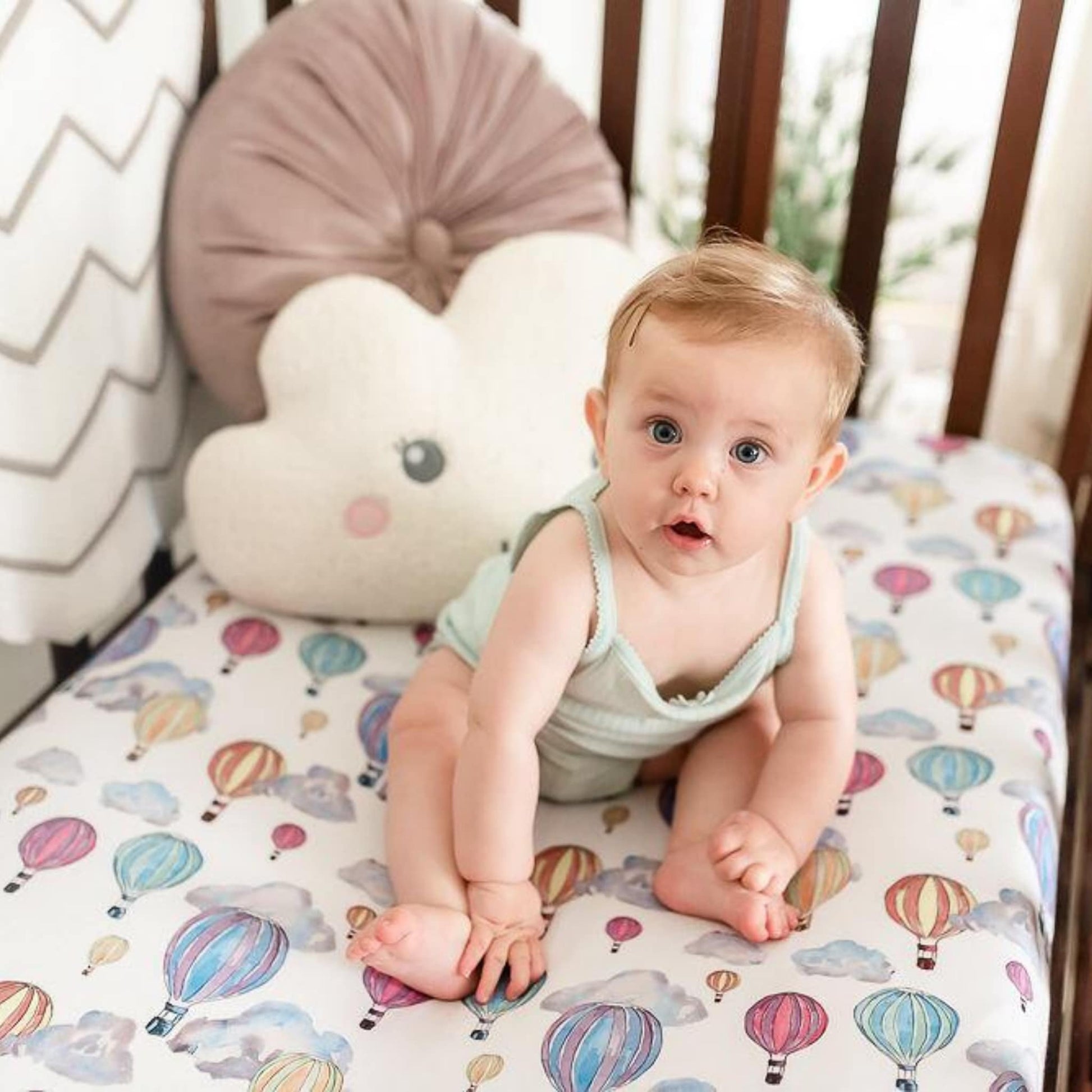 Gilded Bird Cot Sheets Balloon Festival