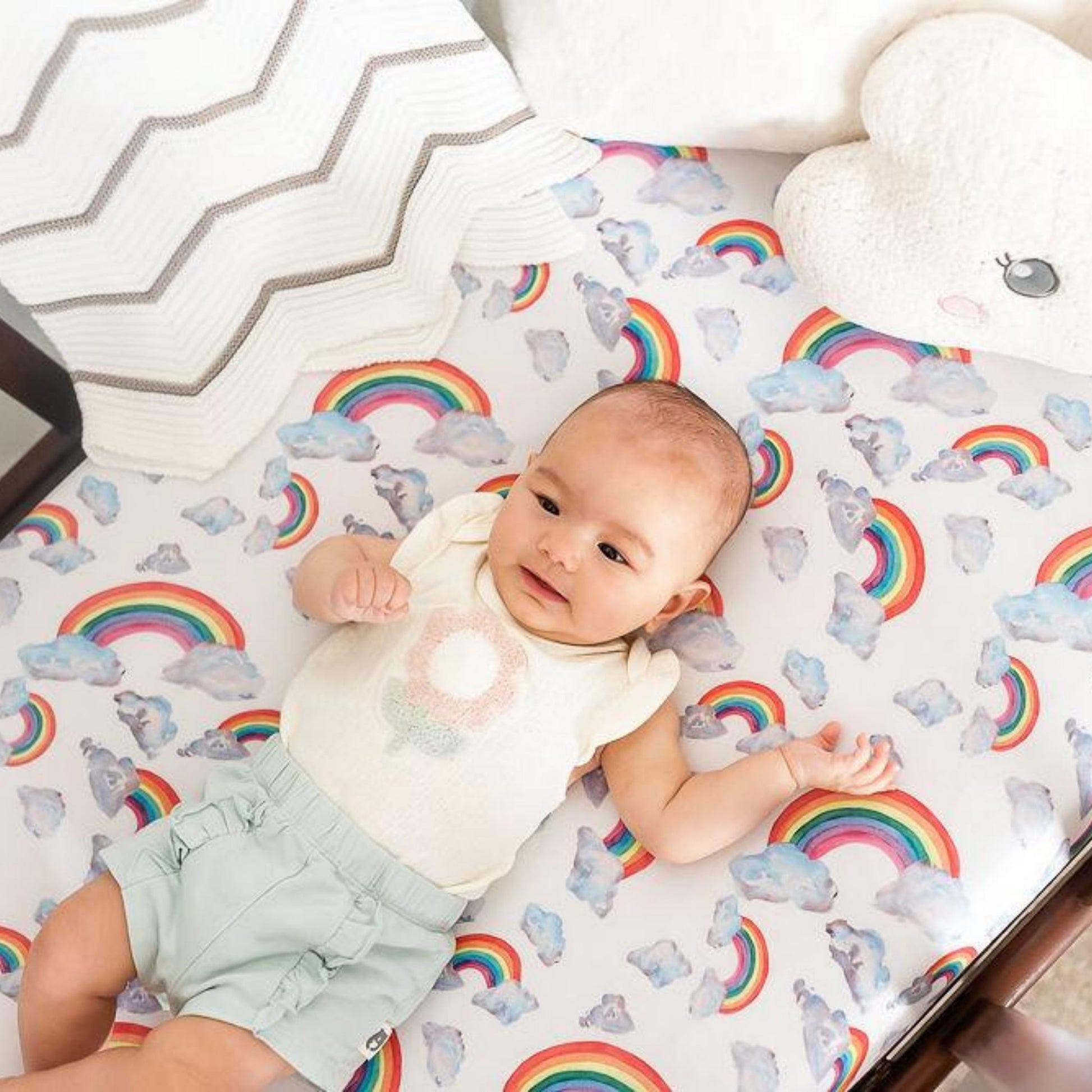 Gilded Bird Cot Sheets Rainbow