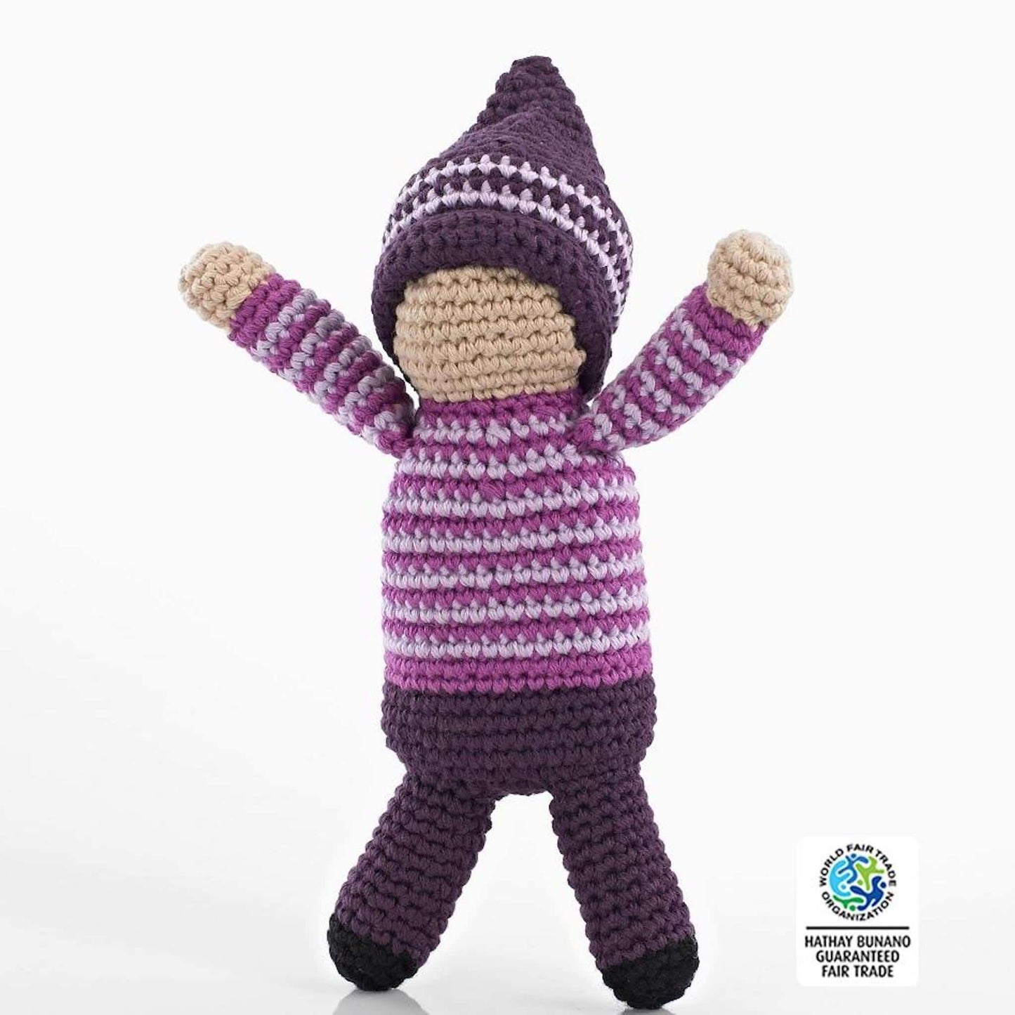 Pebble Crochet Pixie Cotton Baby Rattle Violet Pink/Purple