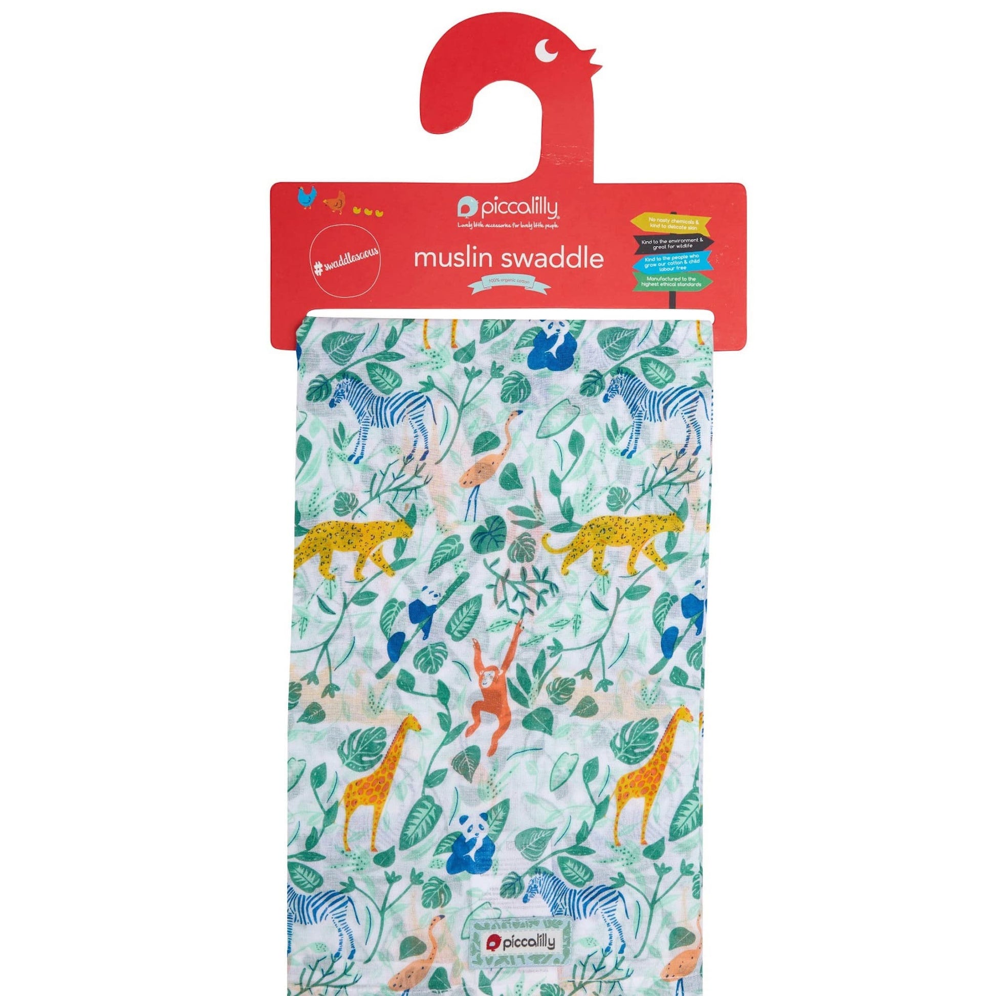 Piccalilly - Muslin Swaddle Animal Adventure
