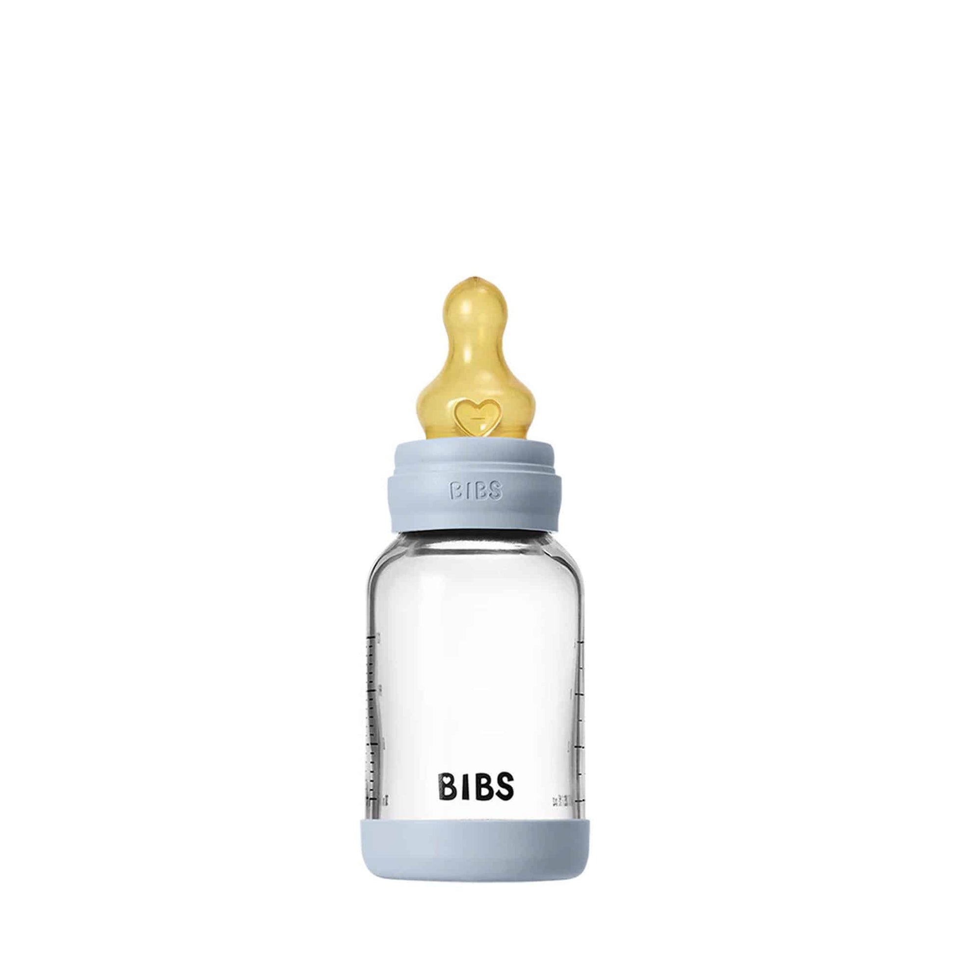 BIBS Glass, Latex Baby Bottle 120ml Blue Teat