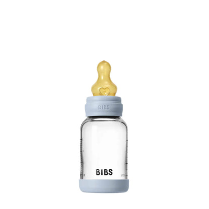 BIBS Glass, Latex Baby Bottle 120ml Blue Teat