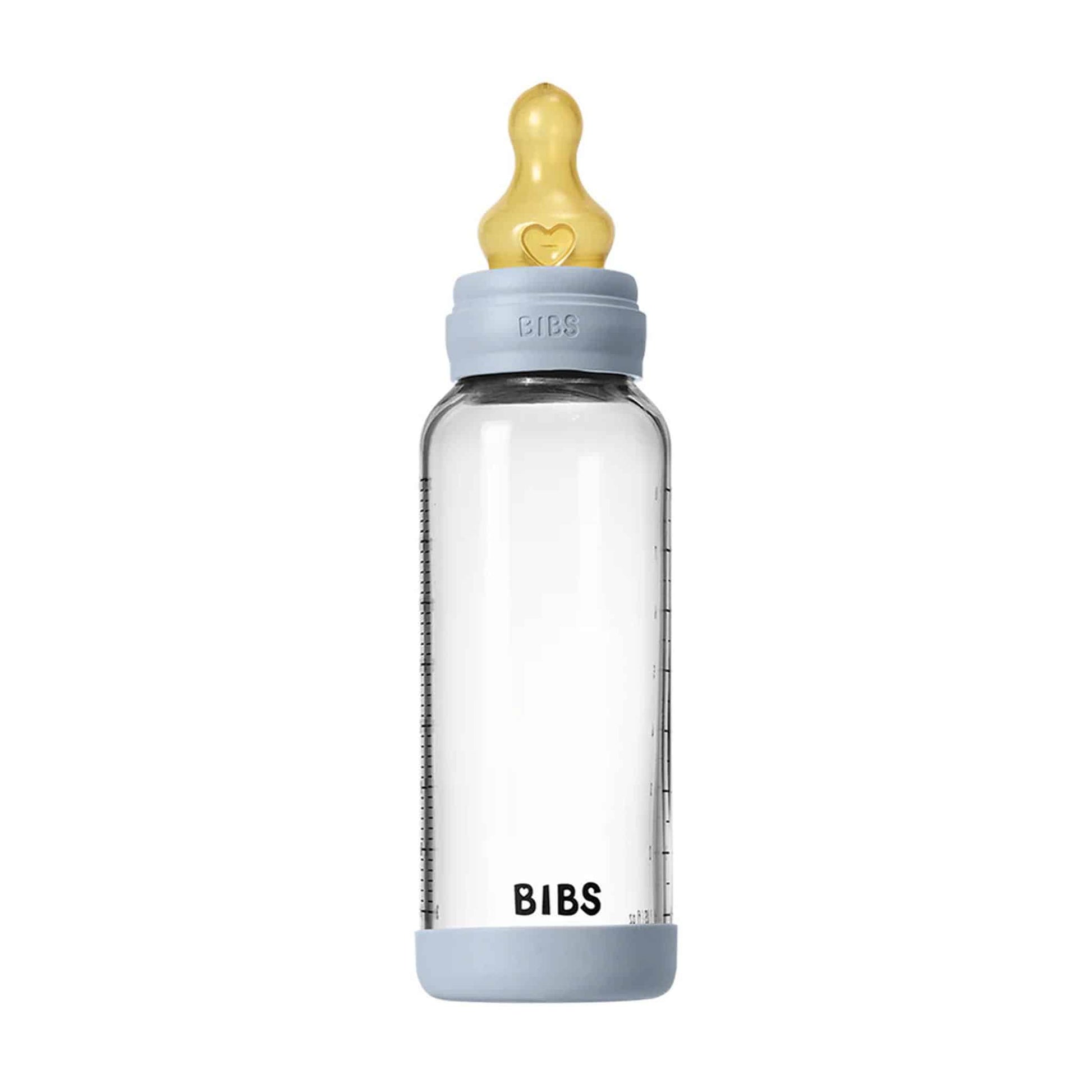 BIBS Glass, Latex Baby Bottle 240ml Blue Teat