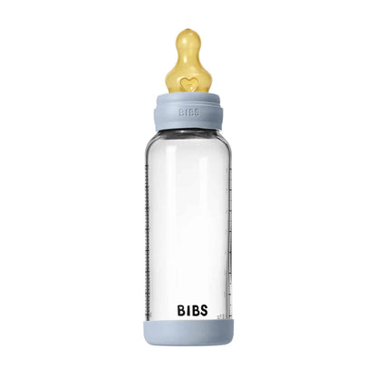 BIBS Glass, Latex Baby Bottle 240ml Blue Teat