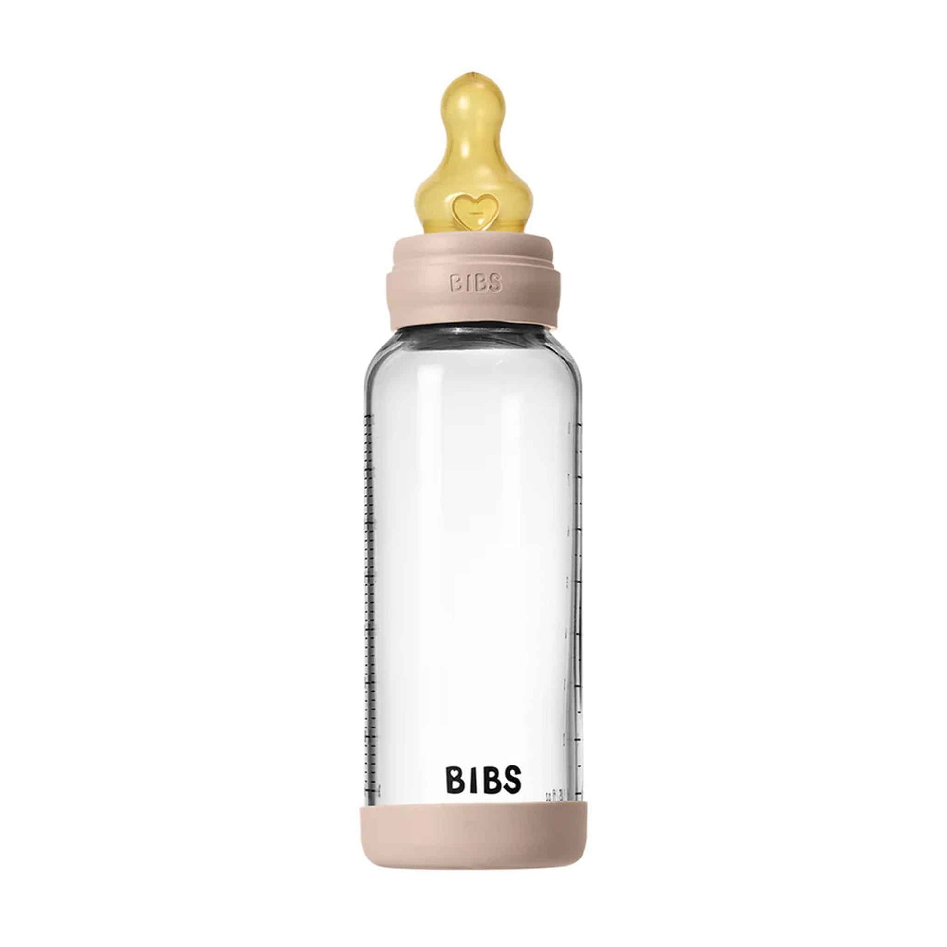 BIBS Glass, Latex Baby Bottle 240ml Blush Teat
