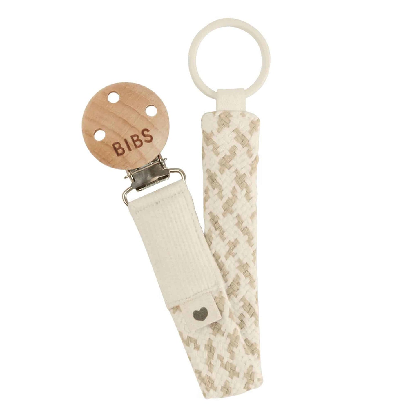 BIBS Braided Pacifier Clip Ivory/Vanilla