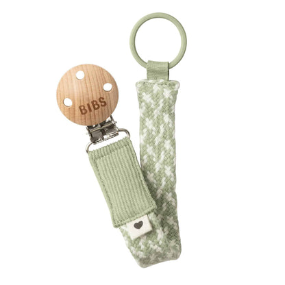 BIBS Braided Pacifier Clip Sage/Ivory