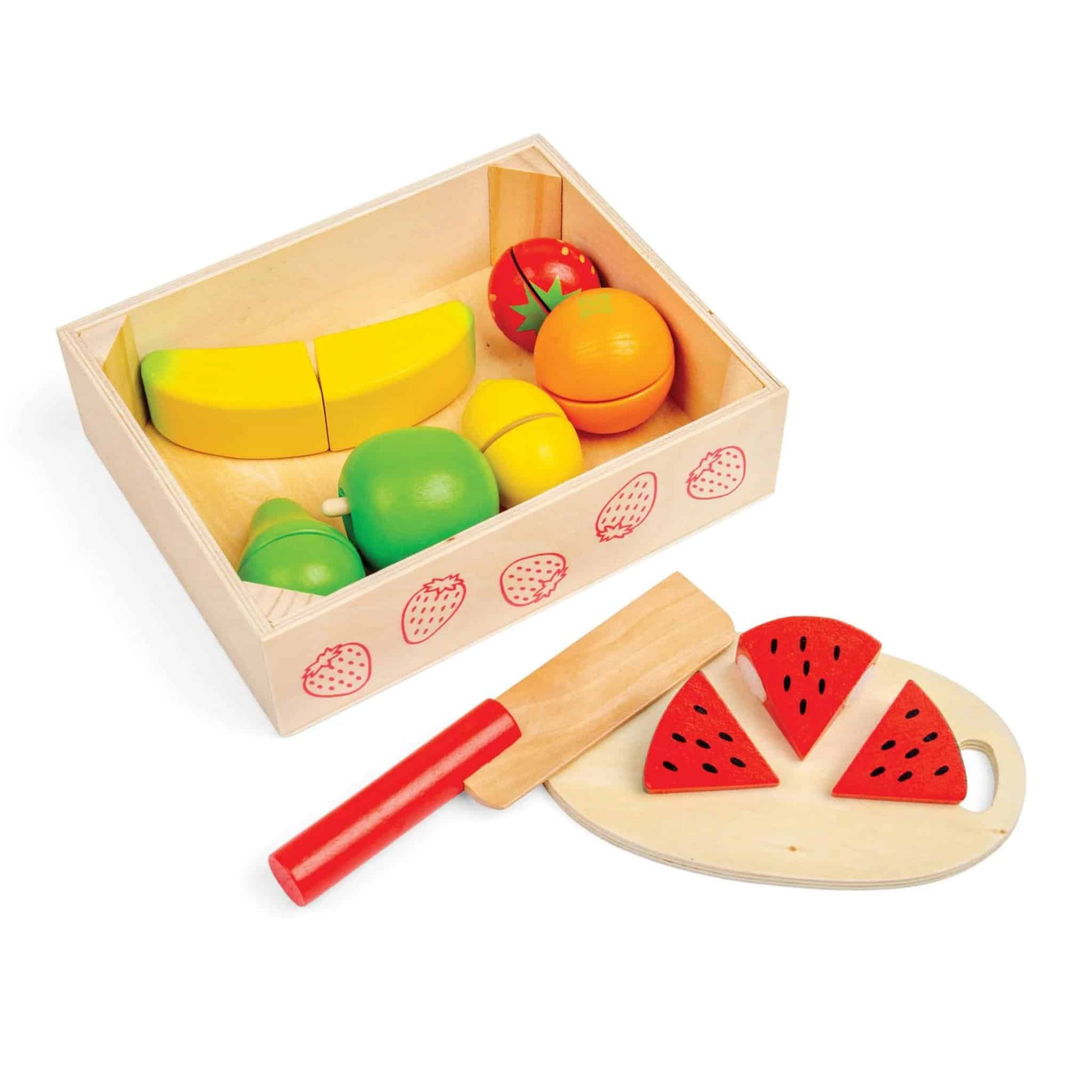 Bigjigs Wooden Fruit Cutting Food Crate