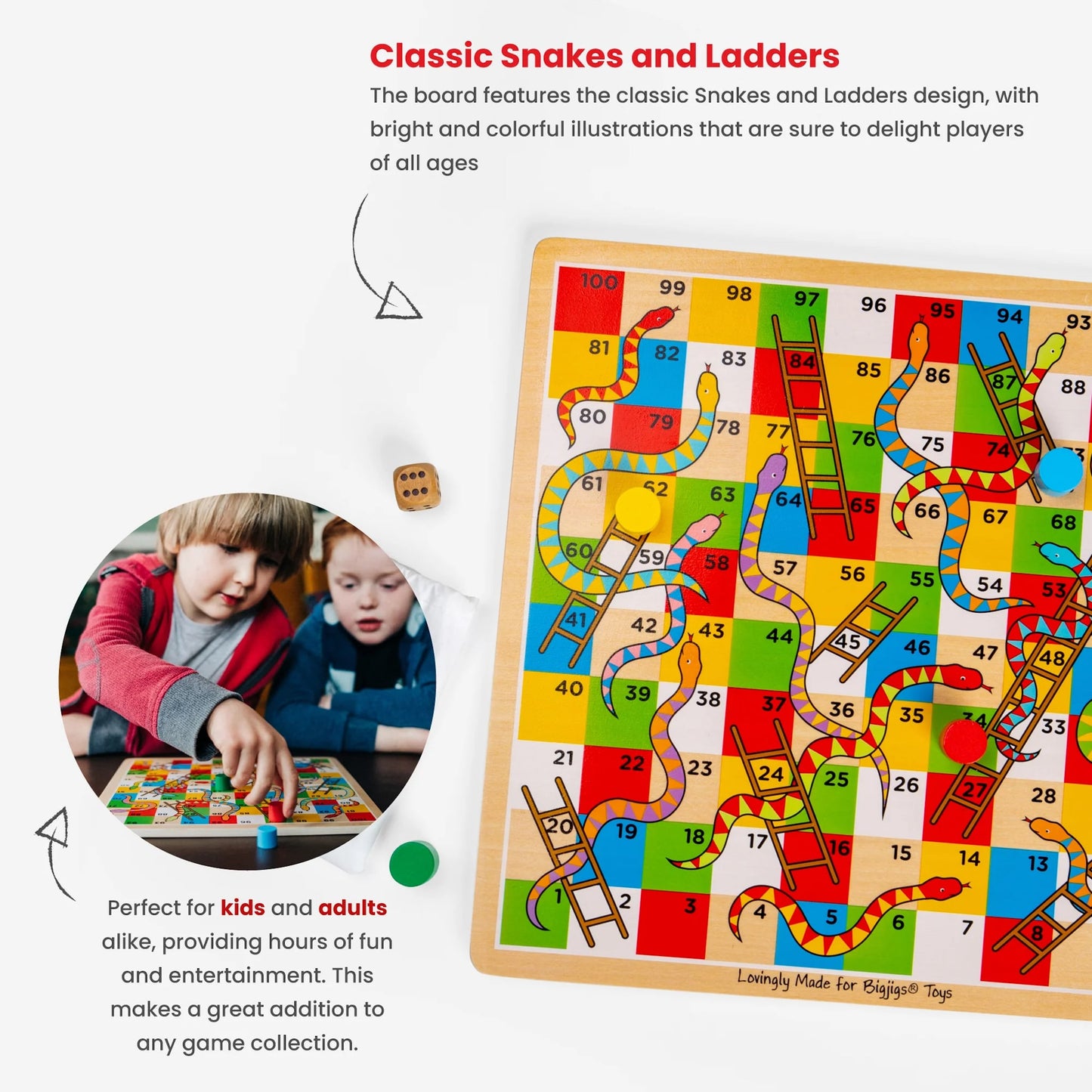 Bigjigs Snakes & Ladders Description