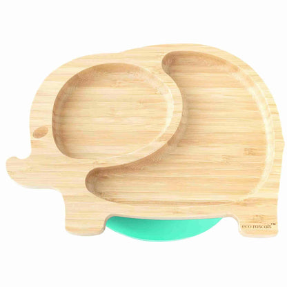 Eco Rascals Bamboo Elephant Plate Green