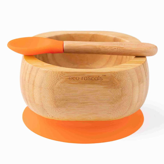 Eco Rascals Bamboo Bowl and Spoon Set Orange