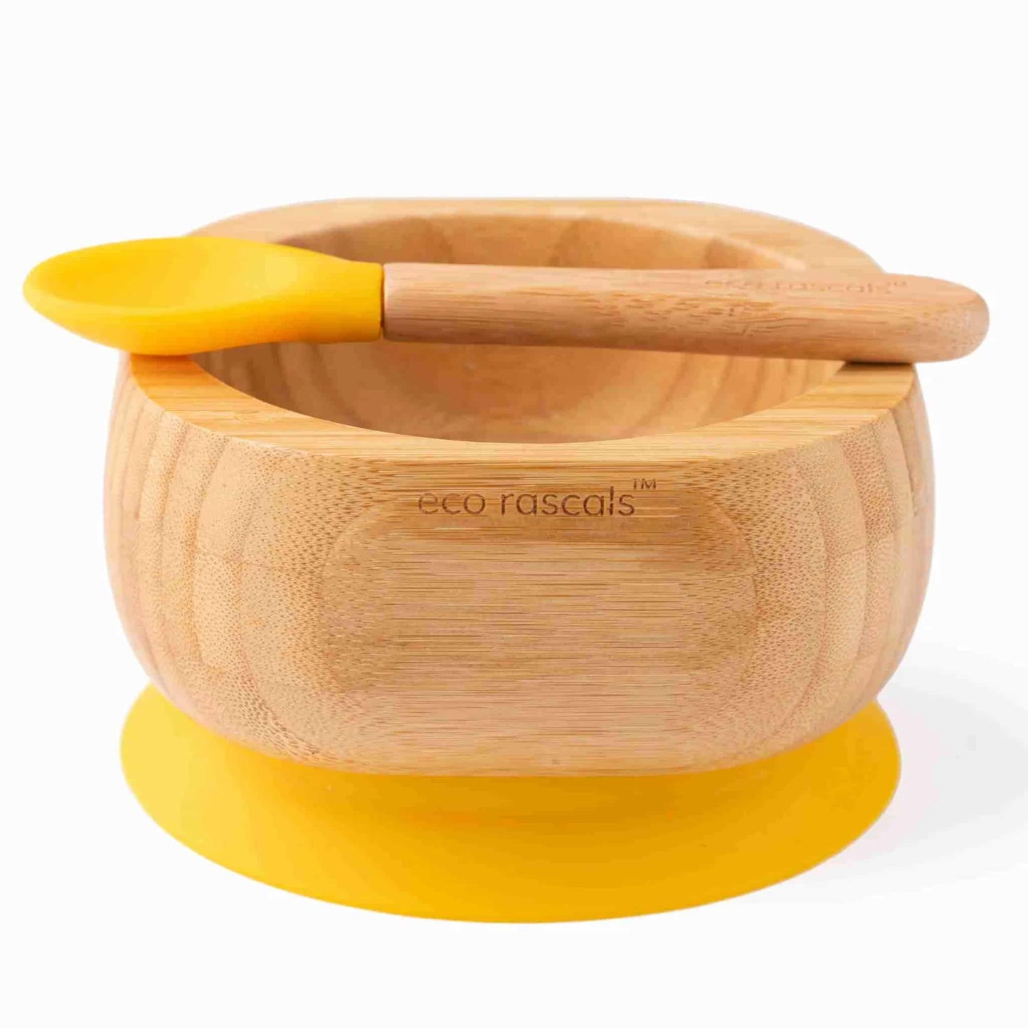 Eco Rascals Bamboo Bowl and Spoon Set Yellow