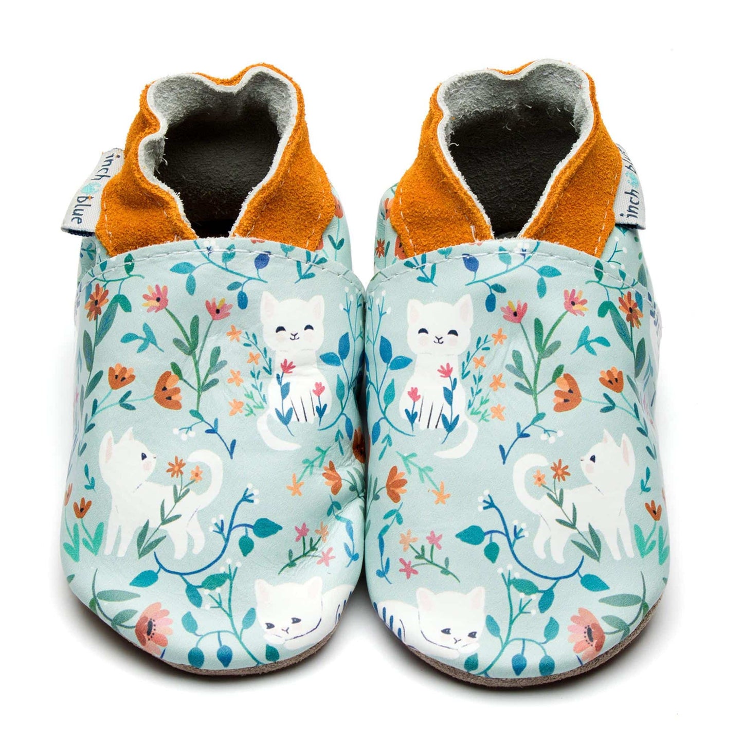 Inch Blue Soft Leather Shoes Floral Kitty