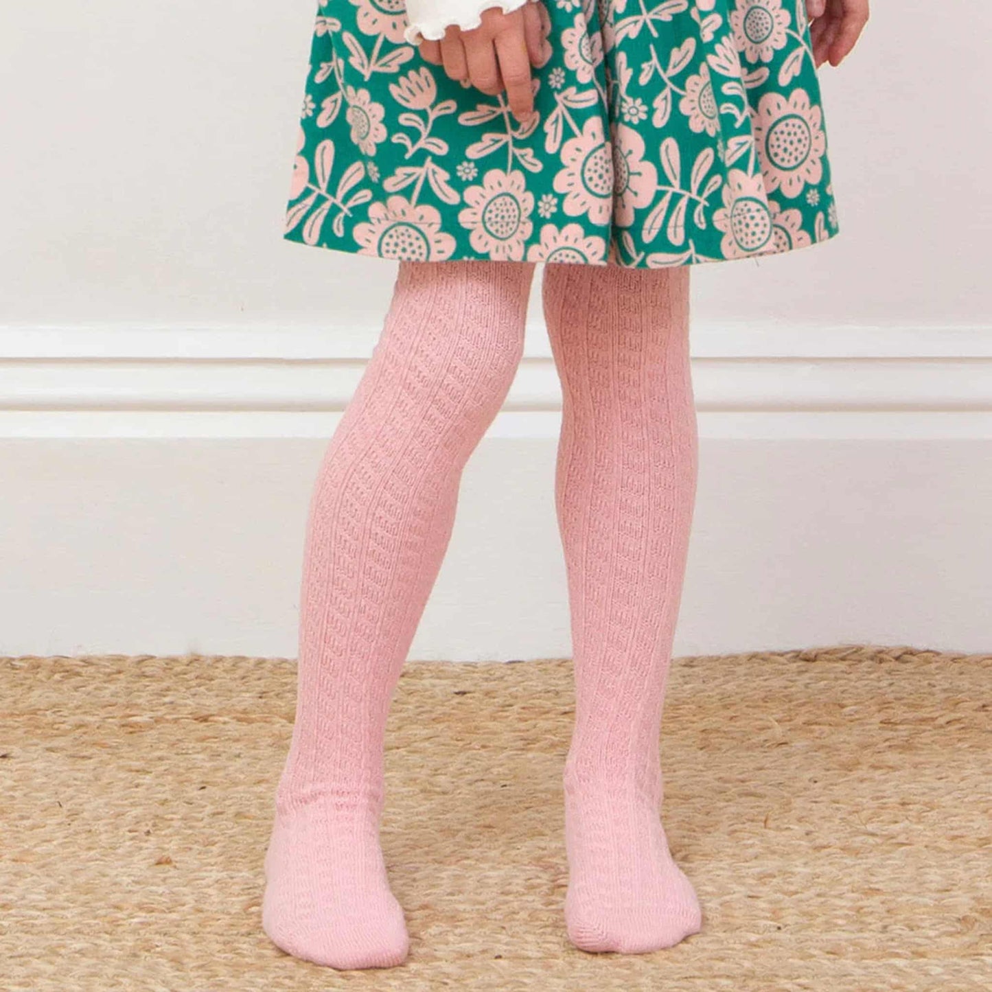 Kite Cable Knit Tights Dusky Pink Lifestyle