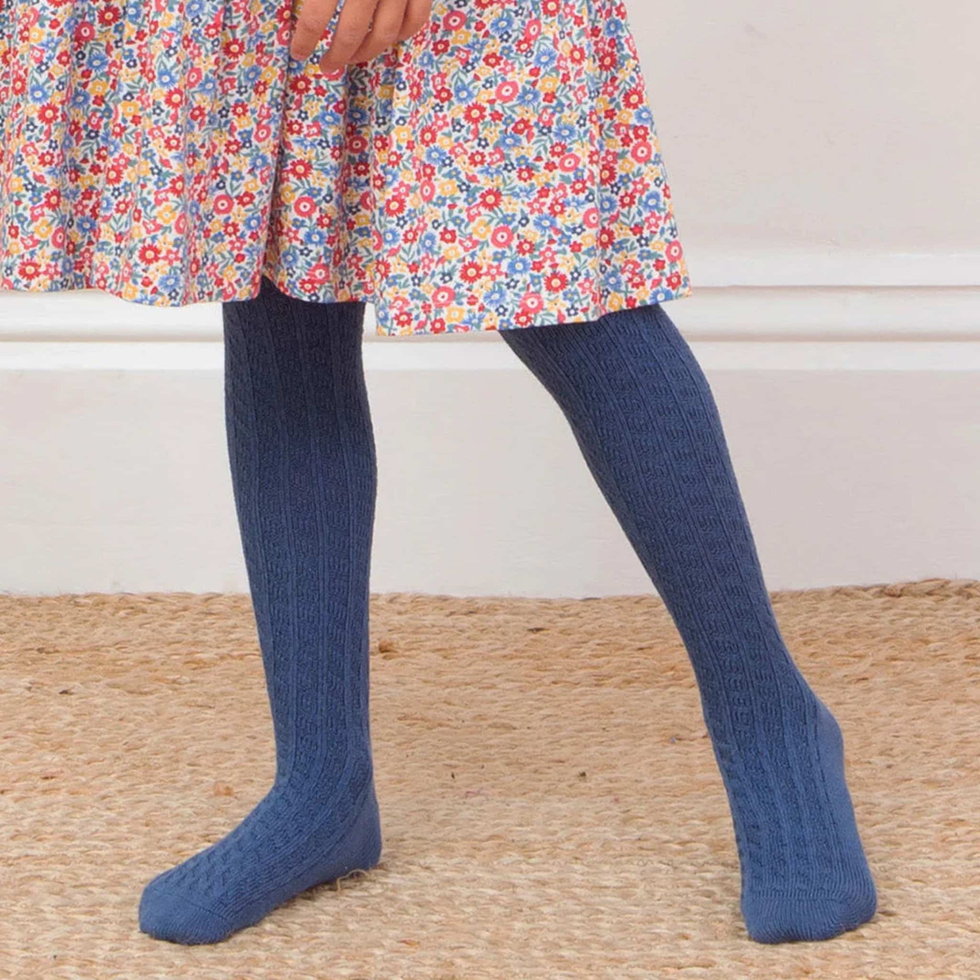 Kite Cable Knit Tights Navy Lifestyle