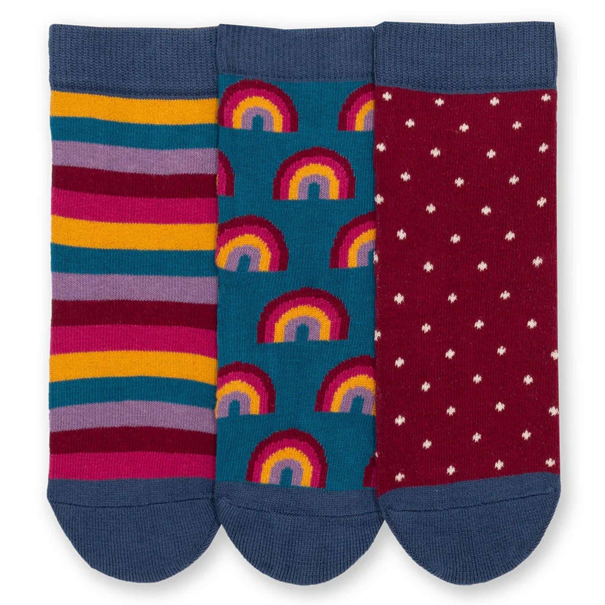 Kite Socks 3 Pack Rainbow