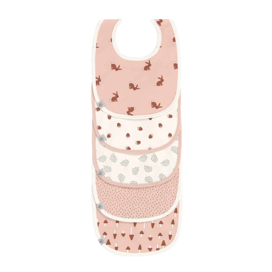 Lässig Value Pack Organic Cotton 5 Bibs Pink Bunnies