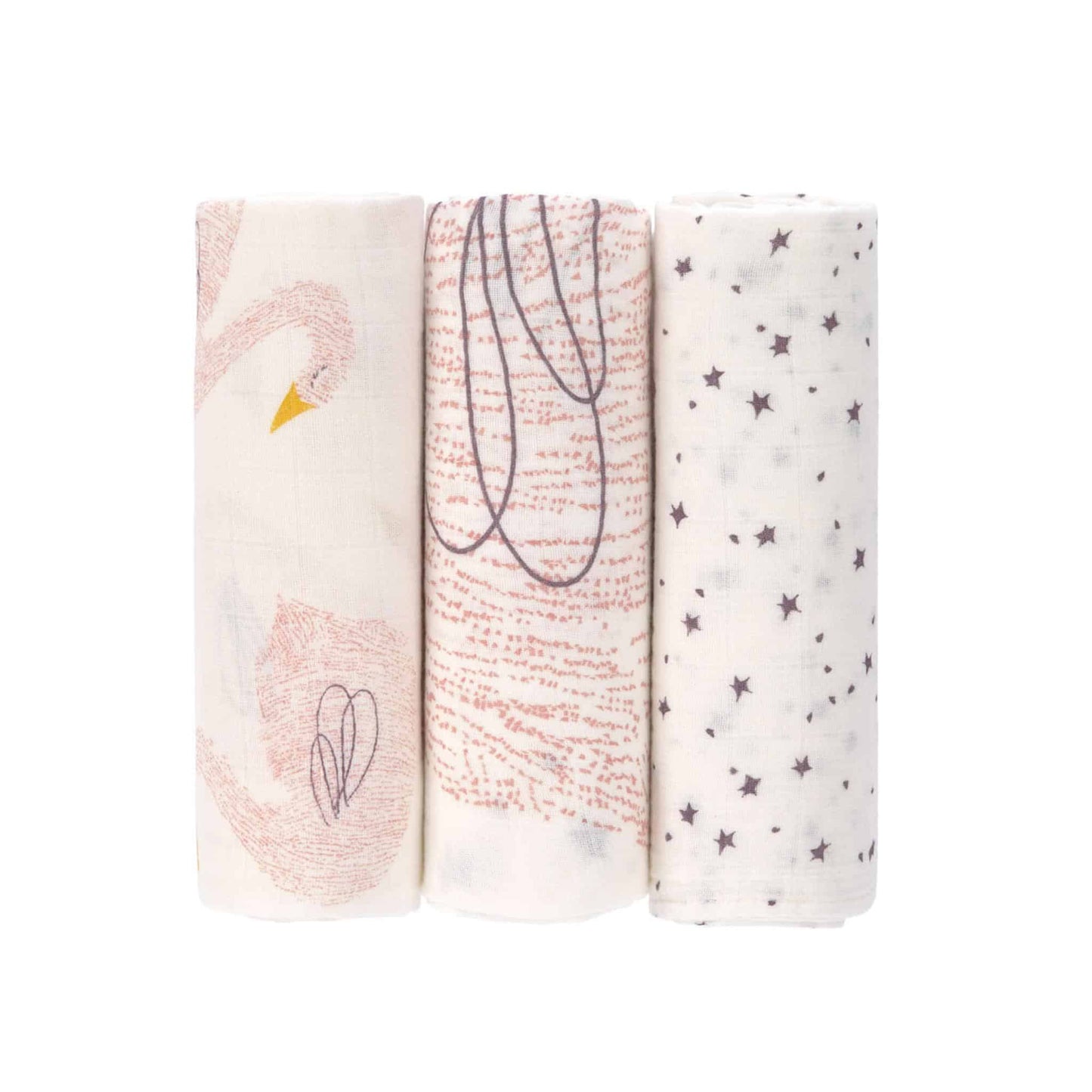 Lässig Heavenly Soft Swaddle Muslin 3 Pack Water Swan Detail