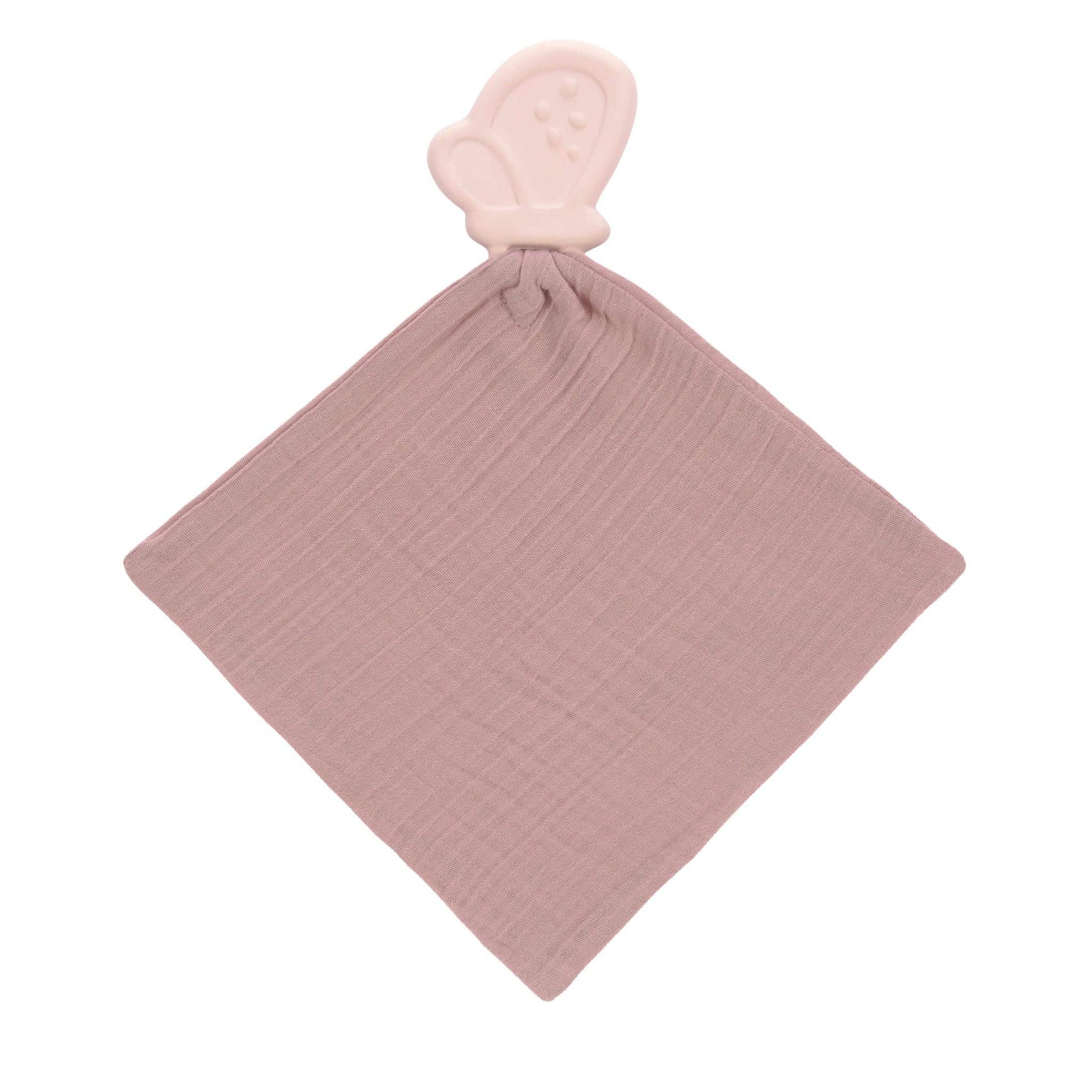 Lässig Natural Rubber Teether and Comforter Blanket Pink Butterfly