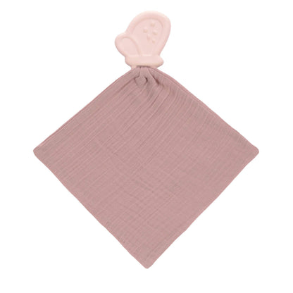 Lässig Natural Rubber Teether and Comforter Blanket Pink Butterfly