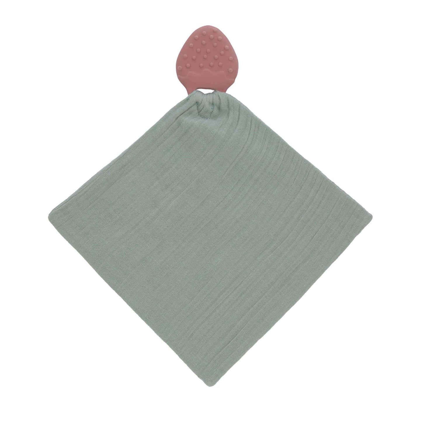 Lässig Natural Rubber Teether and Comforter Blanket Hedgehog Strawberry