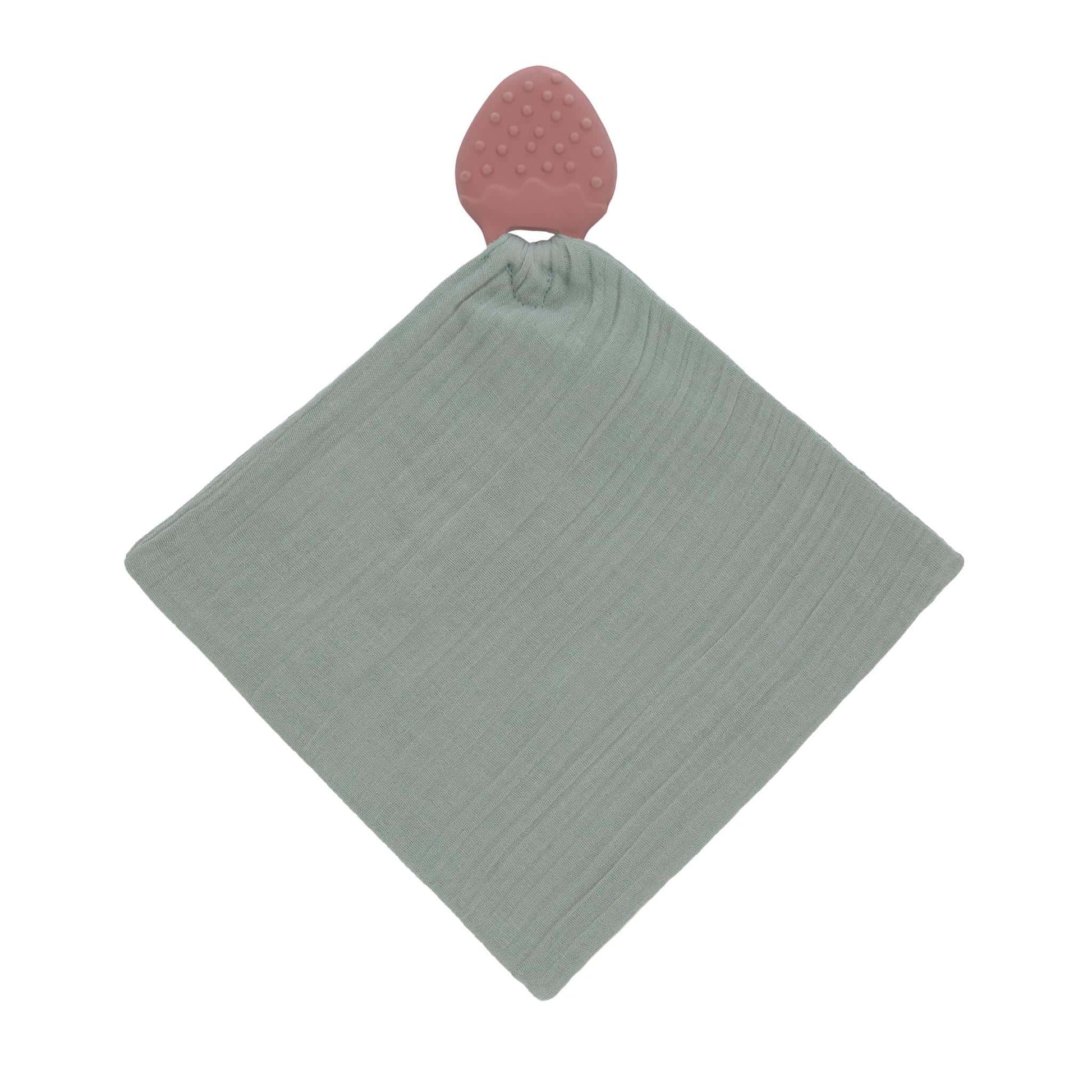 Lässig Natural Rubber Teether and Comforter Blanket Hedgehog Strawberry