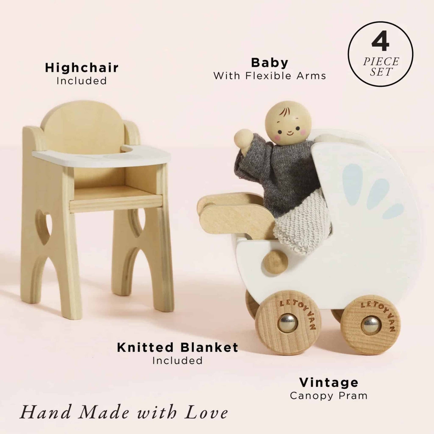 Le Toy Van Wooden Nursery and Baby Set Contents