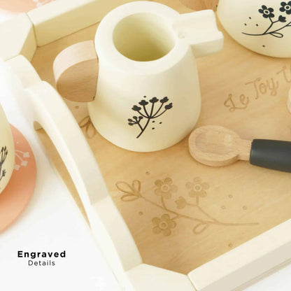 Le Toy Van Vintage Wooden Tea Set and Tray Engraved