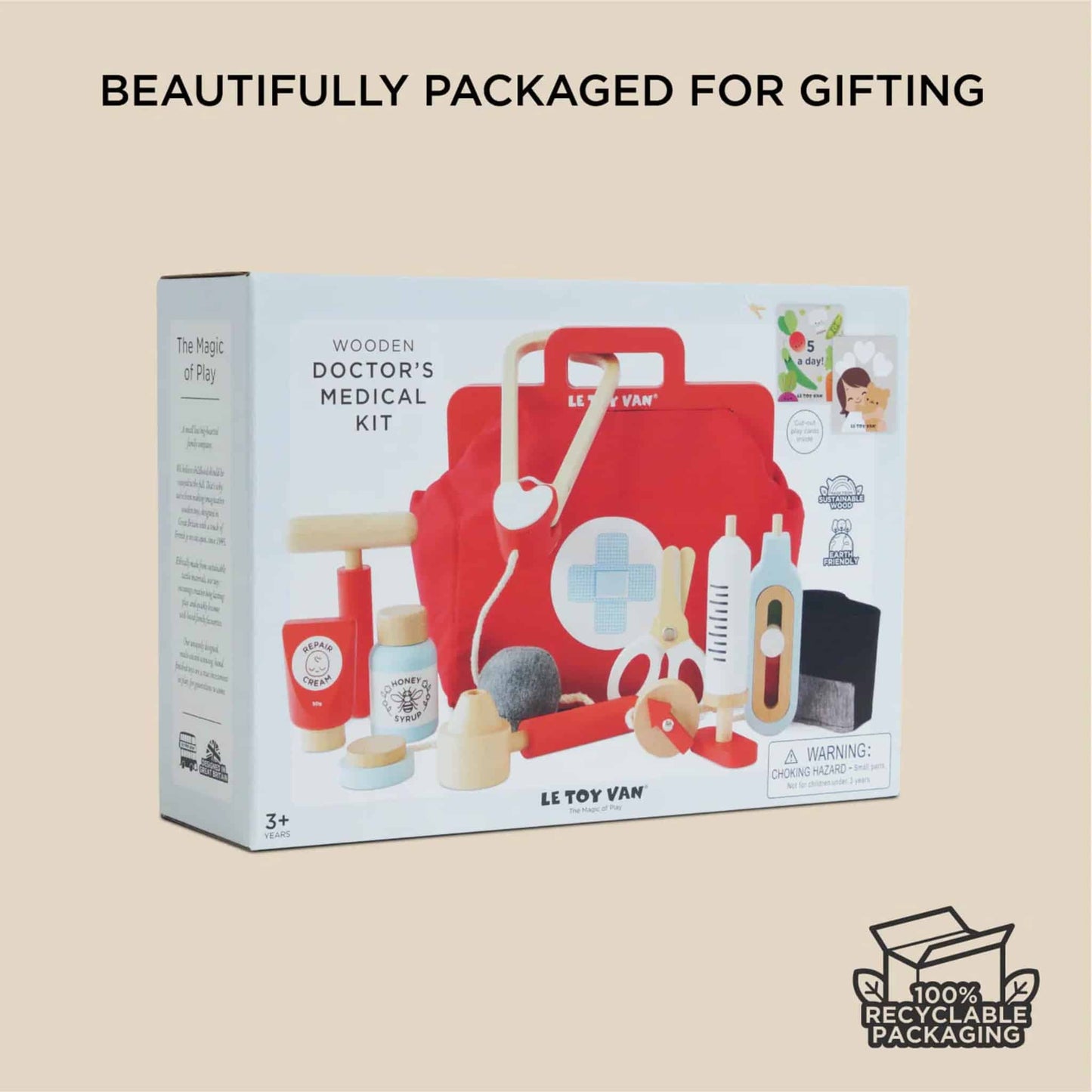 Le Toy Van Vintage Wooden Doctors Bag 9 Piece Set Box