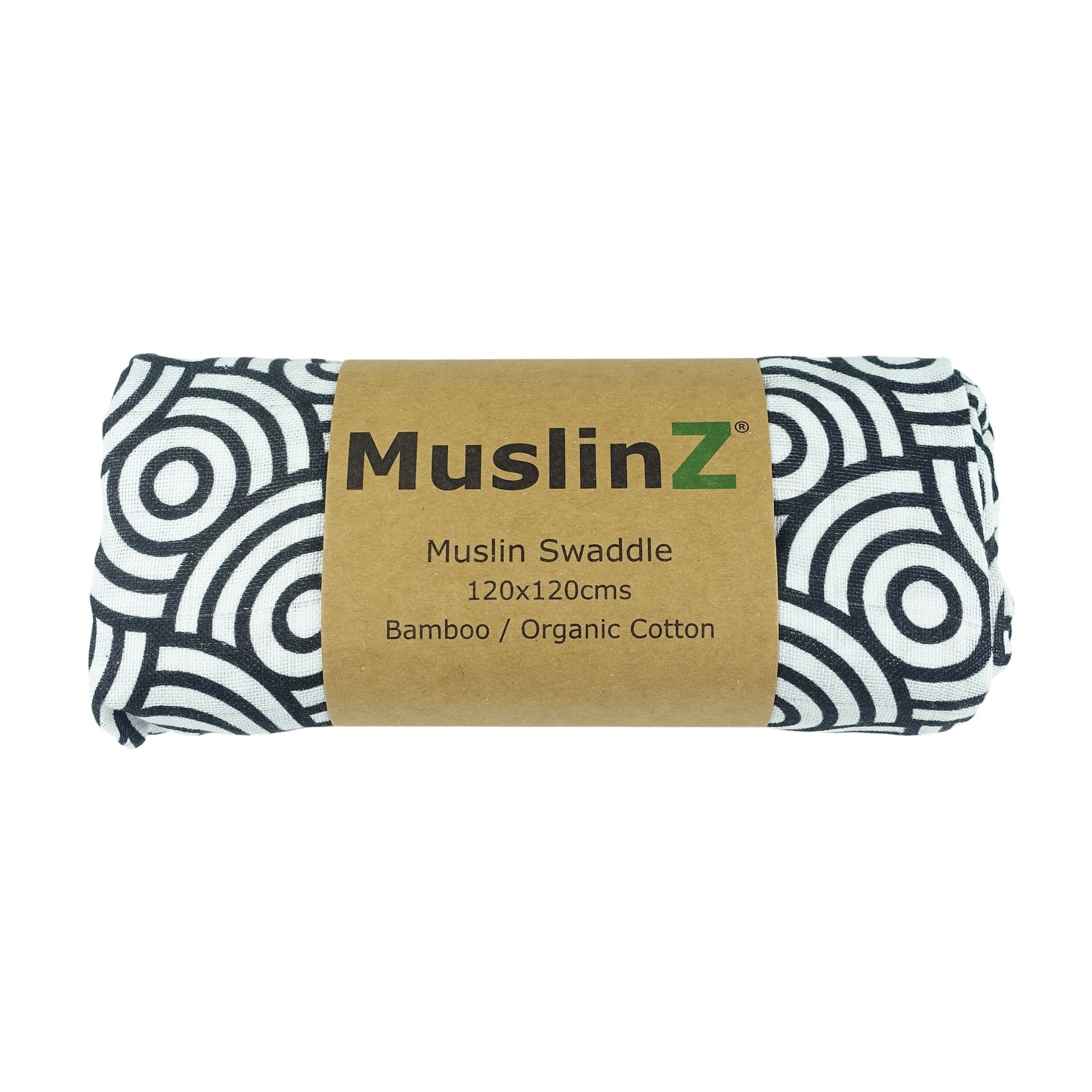 MuslinZ Bamboo/Organic Cotton Muslin Swaddle Black Swirl